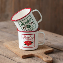 Load image into Gallery viewer, Two Holiday Enamel Mugs
